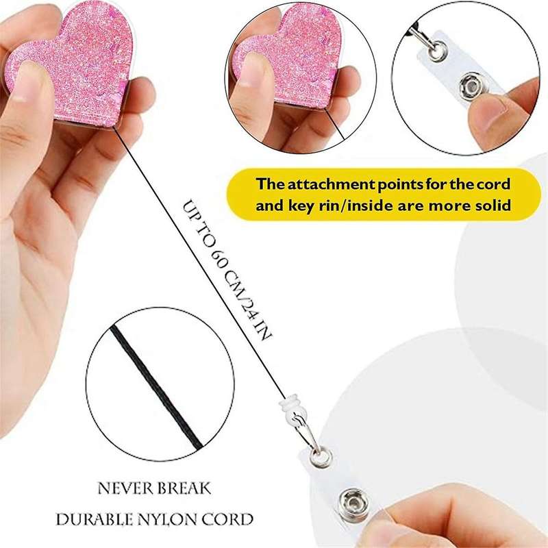 Multi-Color Love Flow Oil Bag Patch Easy-Pull Buckle Retractable Rotating Easy-Pull ID Buckle Badge