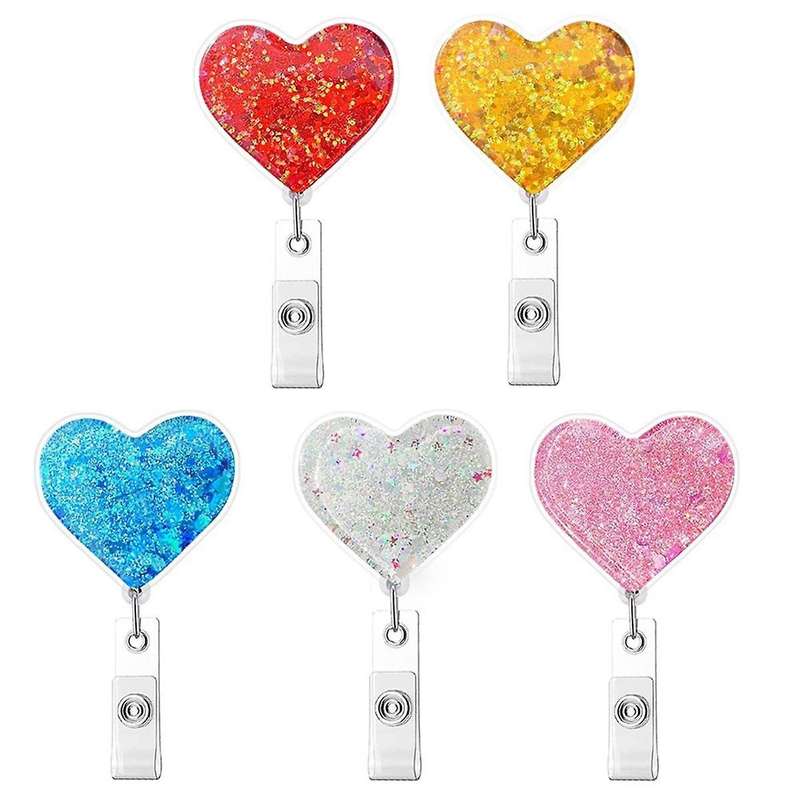 Multi-Color Love Flow Oil Bag Patch Easy-Pull Buckle Retractable Rotating Easy-Pull ID Buckle Badge