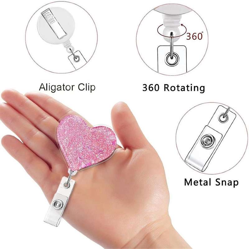 Multi-Color Love Flow Oil Bag Patch Easy-Pull Buckle Retractable Rotating Easy-Pull ID Buckle Badge