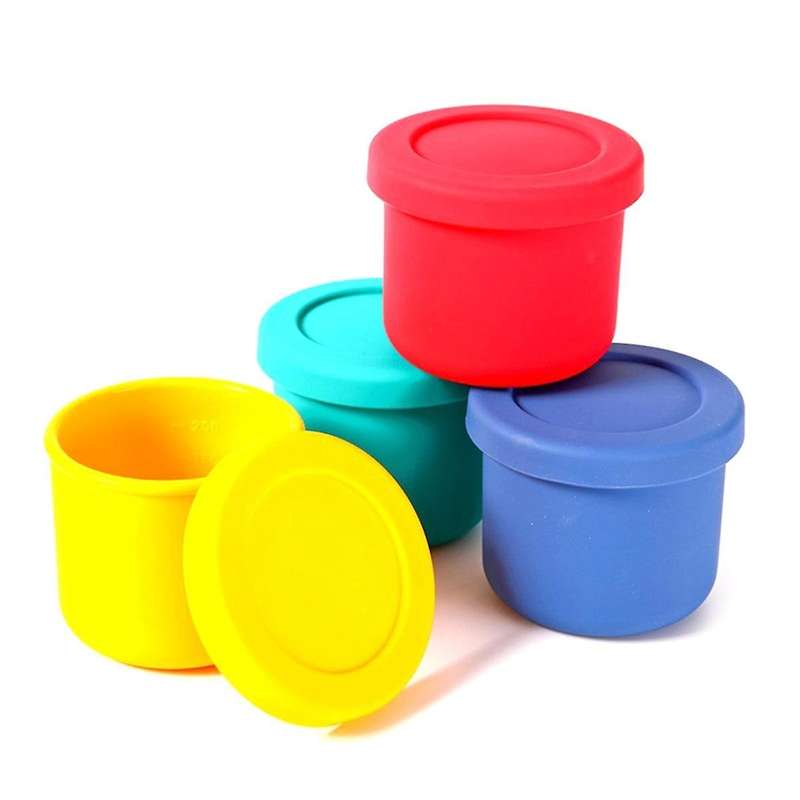 Multi-color Silicone Food Storage Container, Set Of 4, Reusable Airtight Food Containers with Lid, S