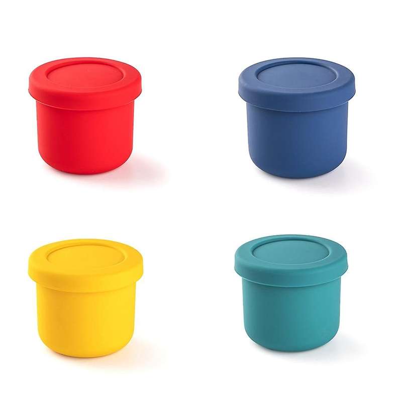 Multi-color Silicone Food Storage Container, Set Of 4, Reusable Airtight Food Containers with Lid, S