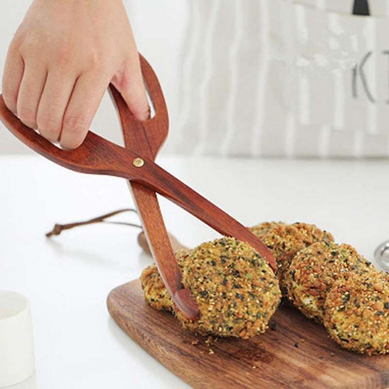 Multi- Wooden Barbecue Tongs Wooden Food Tongs Kitchen Household Barbecue Food Tongs Dessert Pastry