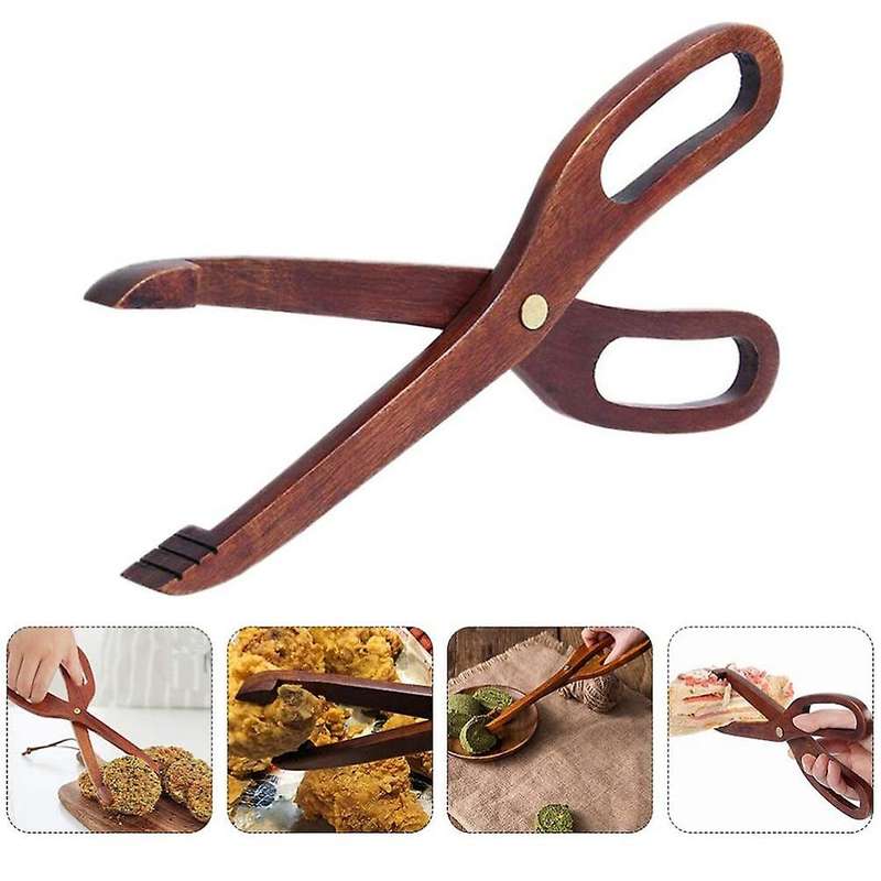 Multi- Wooden Barbecue Tongs Wooden Food Tongs Kitchen Household Barbecue Food Tongs Dessert Pastry