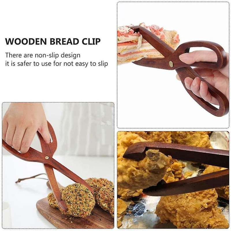 Multi- Wooden Barbecue Tongs Wooden Food Tongs Kitchen Household Barbecue Food Tongs Dessert Pastry