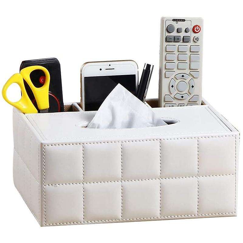Multifunction Pu Leather Pen Pencil Remote Control Tissue Box Cover Holder Desk Box Container(b)