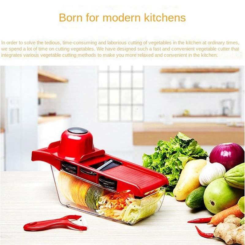 Multi-Function Vegetable Cutter Mandoline Slicer 6 Blades Grater Potato Peeler Kitchen Gadget