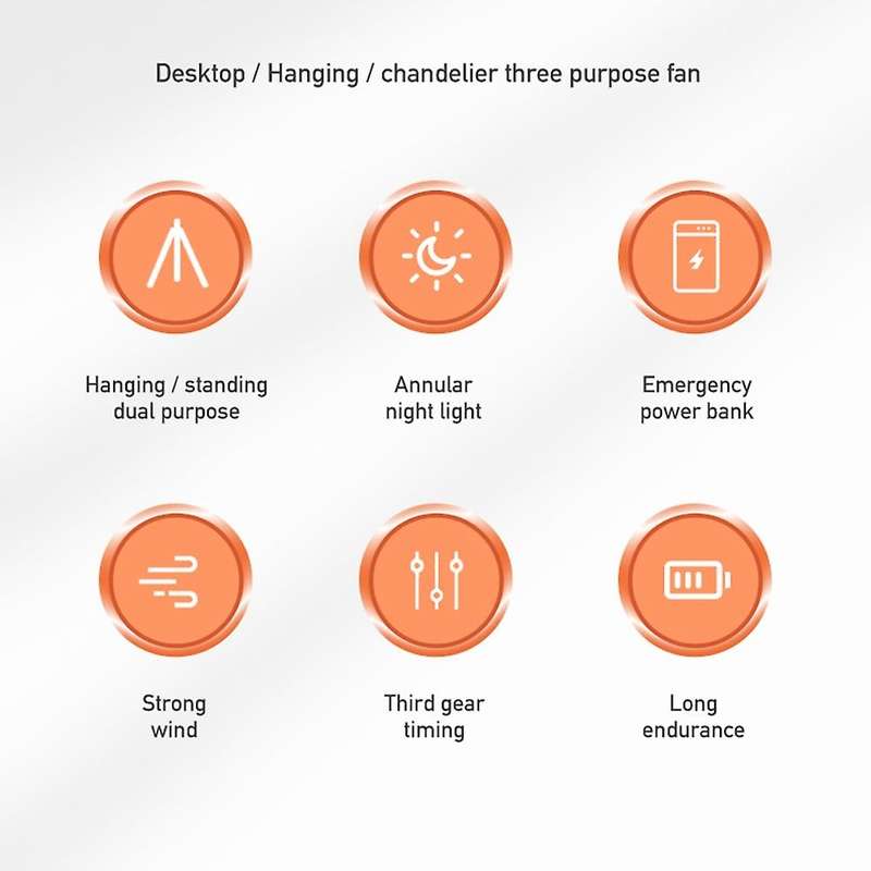 Multifunction USB Chargeable Desk Tripod Stand Air Cooling Fan with Night Light Outdoor Ceiling Fan,