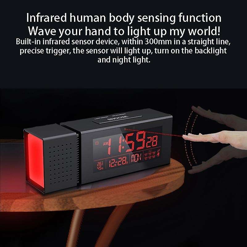 Multifunctional Alarm Clock Sound and Light Alarm Digital Clock Household Night Light IR Human Body