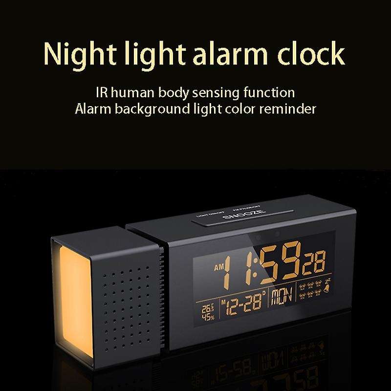 Multifunctional Alarm Clock Sound and Light Alarm Digital Clock Household Night Light IR Human Body