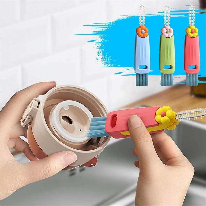 Multifunctional Bottle Tight Spaces Cup Crevice Cleaning Brush, Portable Cup Lid Cleaner with Brush