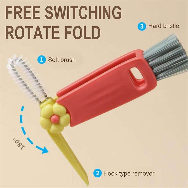 Multifunctional Bottle Tight Spaces Cup Crevice Cleaning Brush, Portable Cup Lid Cleaner with Brush