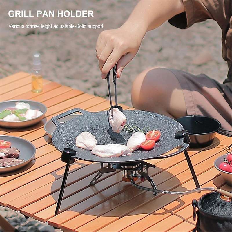 Multifunctional BBQ Tray Rack Pot Rack Portable Adjustable Tripod BBQ Rack Camping Supplies