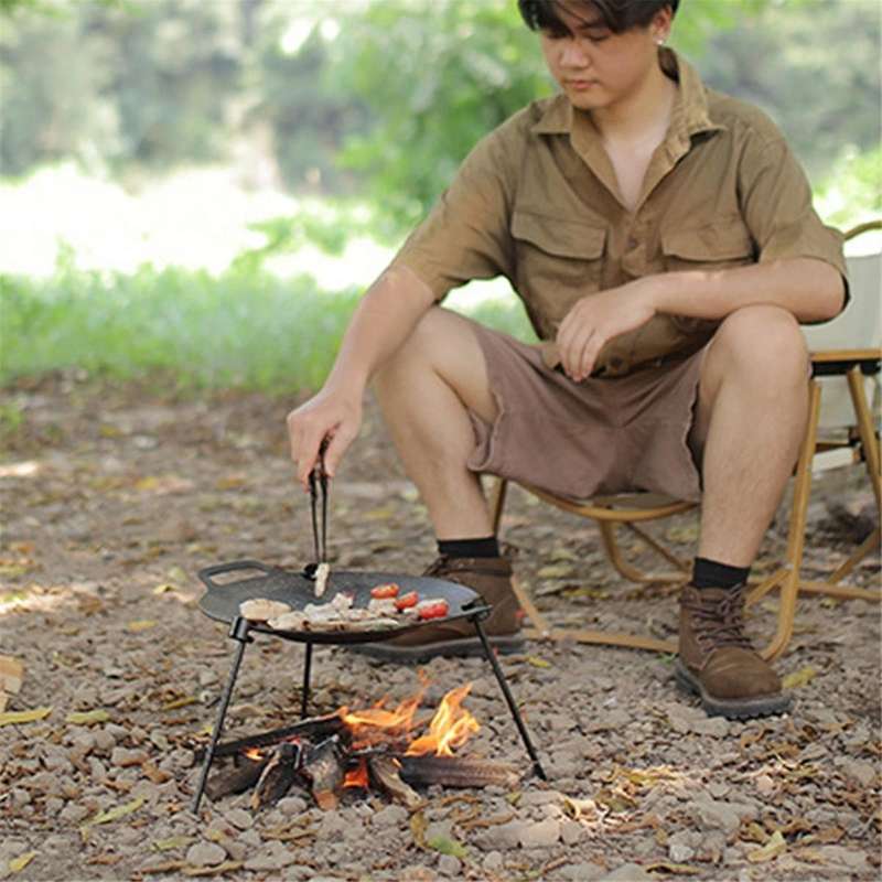 Multifunctional BBQ Tray Rack Pot Rack Portable Adjustable Tripod BBQ Rack Camping Supplies