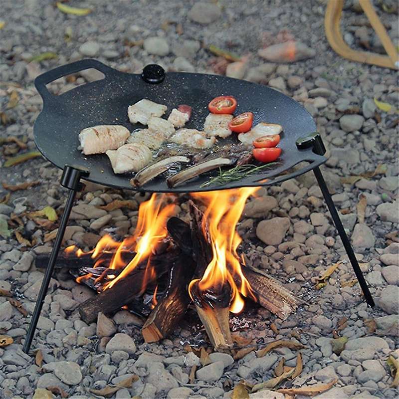 Multifunctional BBQ Tray Rack Pot Rack Portable Adjustable Tripod BBQ Rack Camping Supplies