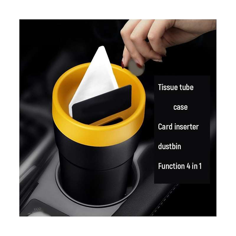 Multifunctional Car Storage Bucket Car Trash Can Coin Box Tissue Box Card Inserter Car Interior Acce