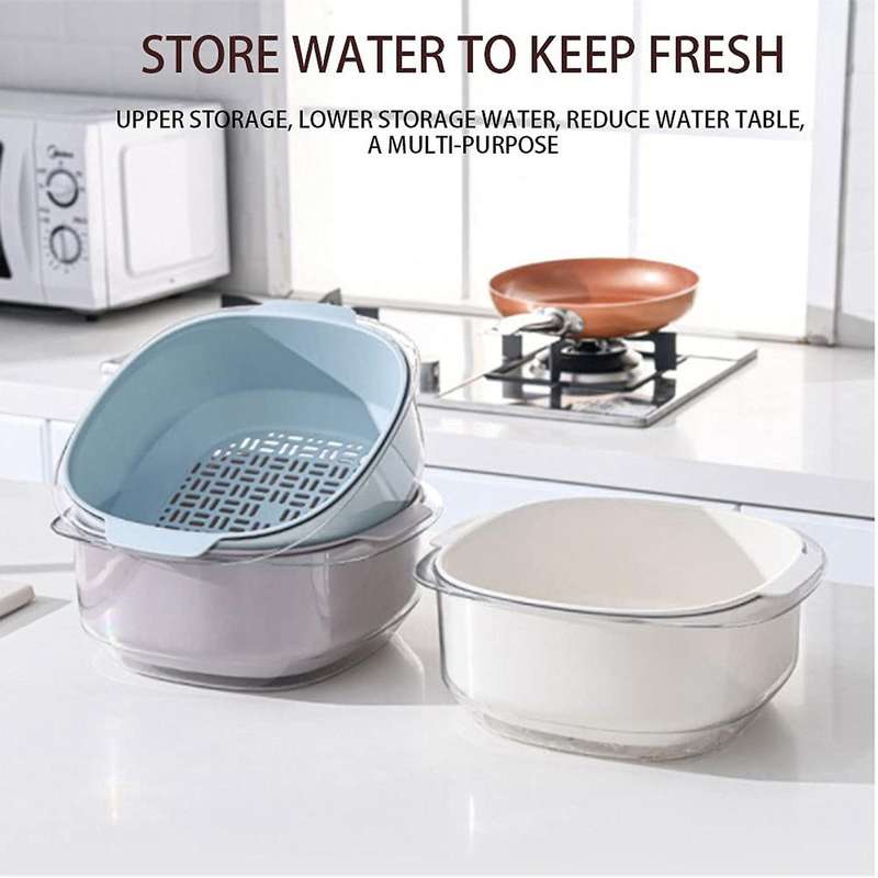Multi-Functional Double-Layer Plastic Drainage Basin and Basket Mixed Fruit and Vegetable Filter Cl