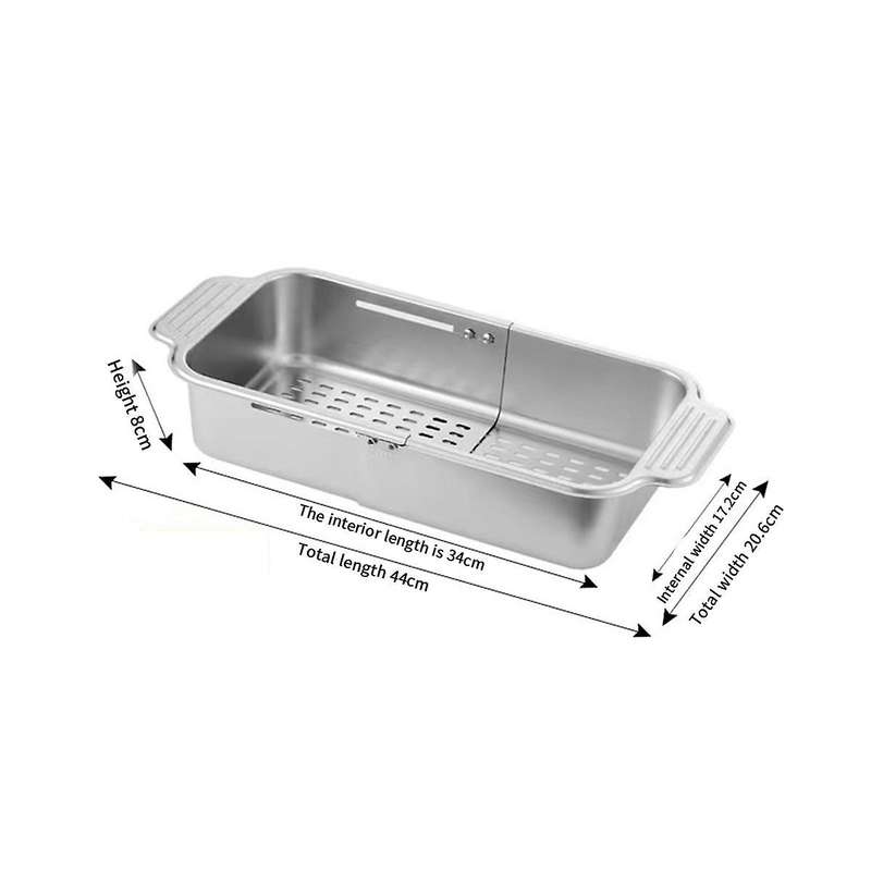 Multifunctional Kitchen Sink Drain Rack Retractable Stainless Steel Drain Basket Over The Sink Dish