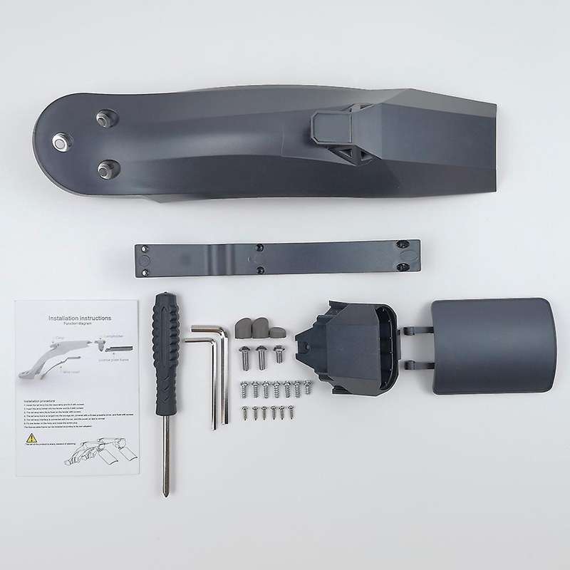 Multifunctional Mudguard for Electric Scooter Rear Mud with License Plate Flap, PRO 2, Black