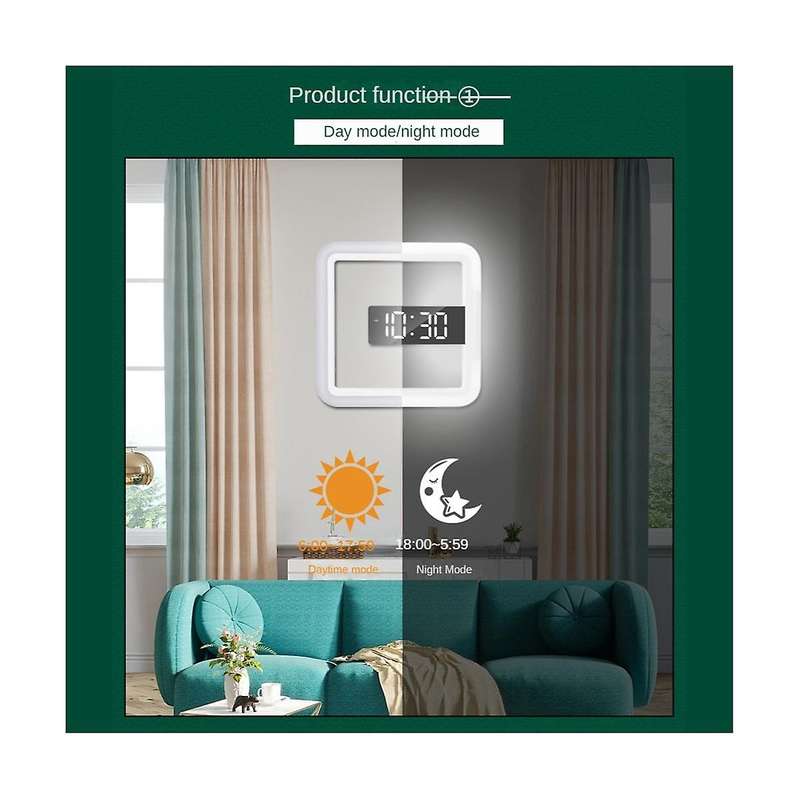 Multifunctional Square Rgb Clock Home Thermometer Digital Alarm Clock Led Mirror Skeleton Wall Cloc