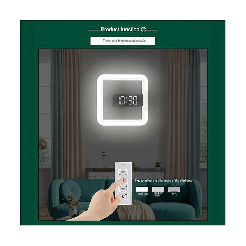 Multifunctional Square Rgb Clock Home Thermometer Digital Alarm Clock Led Mirror Skeleton Wall Cloc