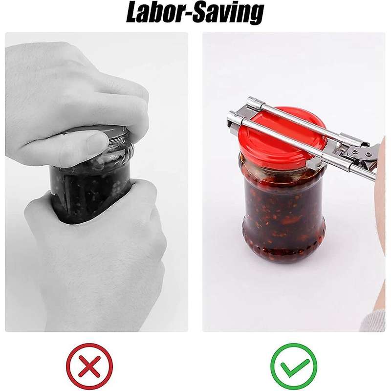 Multifunctional Stainless Steel Can Opener with Non- Rubber Pad, for Weak Hands, Seniors and Kids