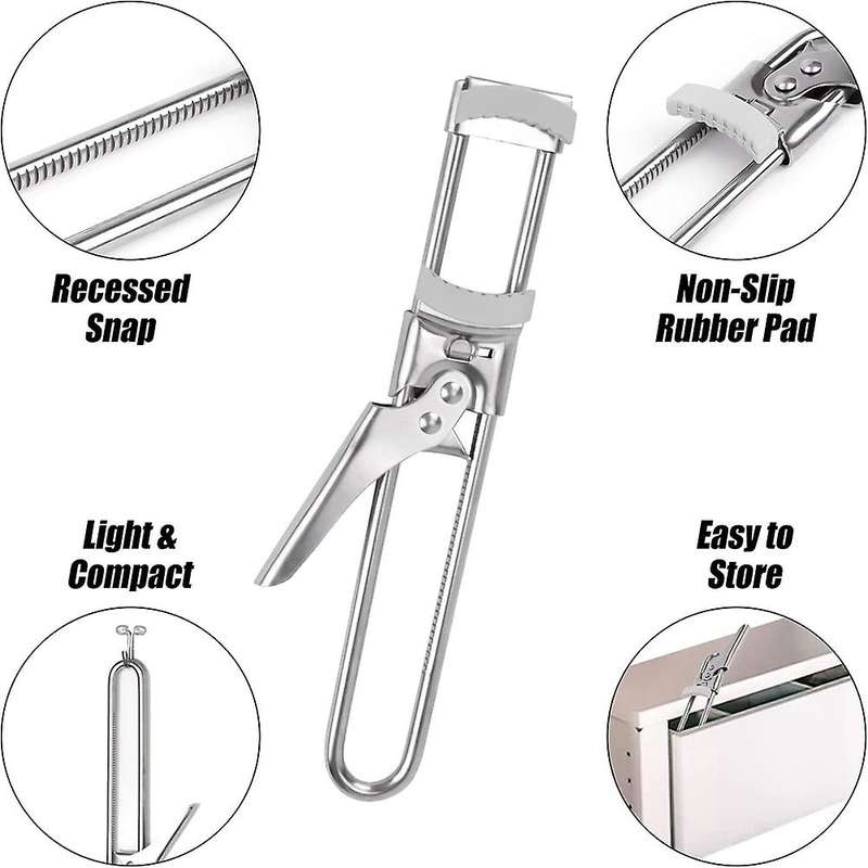 Multifunctional Stainless Steel Can Opener with Non- Rubber Pad, for Weak Hands, Seniors and Kids