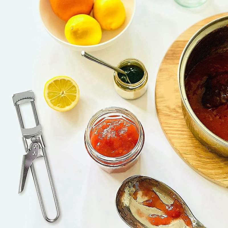 Multifunctional Stainless Steel Can Opener with Non- Rubber Pad, for Weak Hands, Seniors and Kids