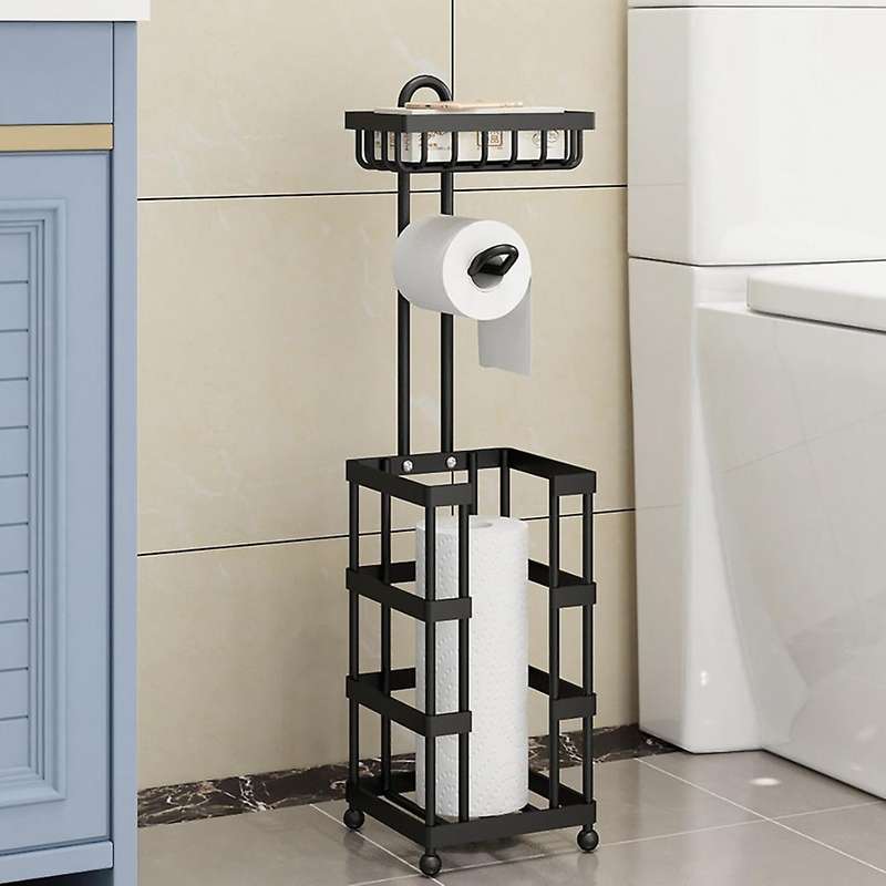 Multi-functional Toilet Paper Roll Tissue Holder Stand Bathroom Free Standing Storage Bathroom Acce