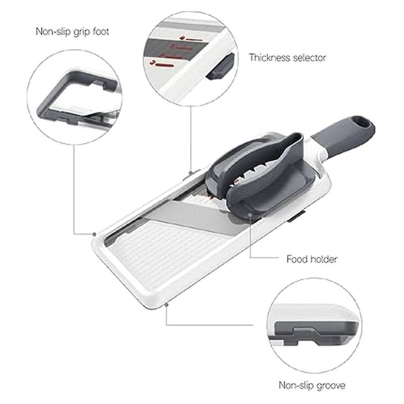 Multifunctional Vegetable Cutter - Adjustable Stainless Steel Blade, Safety Features, Slicing of Fru