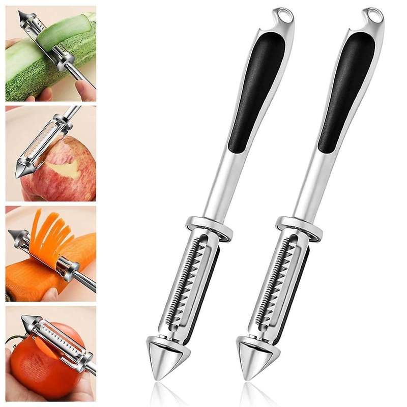 Multifunctional Vegetable Peeler,5 and 1 Vegetable and Fruit Peeler, 2PCS Steel Vegetable Peeler Bot