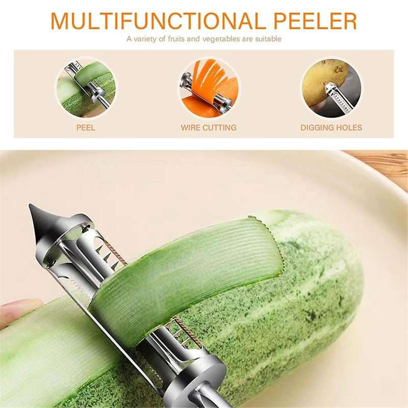 Multifunctional Vegetable Peeler,5 and 1 Vegetable and Fruit Peeler, 2PCS Steel Vegetable Peeler Bot