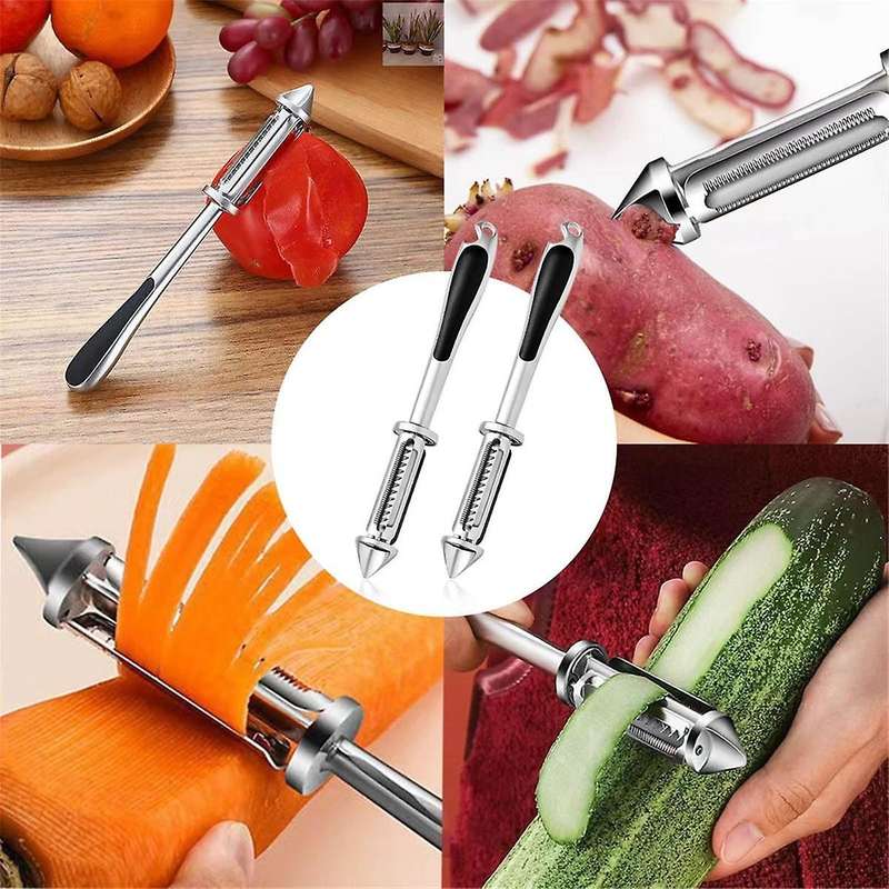 Multifunctional Vegetable Peeler,5 and 1 Vegetable and Fruit Peeler, 2PCS Steel Vegetable Peeler Bot