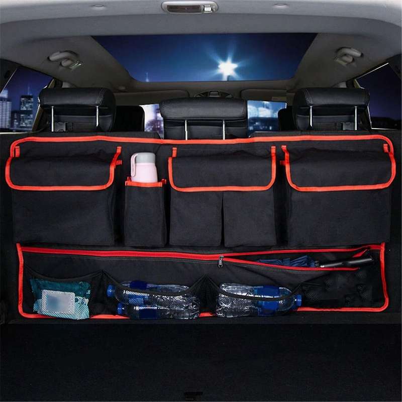 Multi-pocket Car Trunk Organizer Hanging Back Seat Storage Bag with 9 Pockets Waterproof Oxford Clot