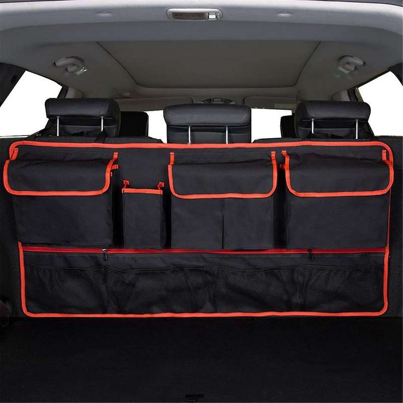 Multi-pocket Car Trunk Organizer Hanging Back Seat Storage Bag with 9 Pockets Waterproof Oxford Clot