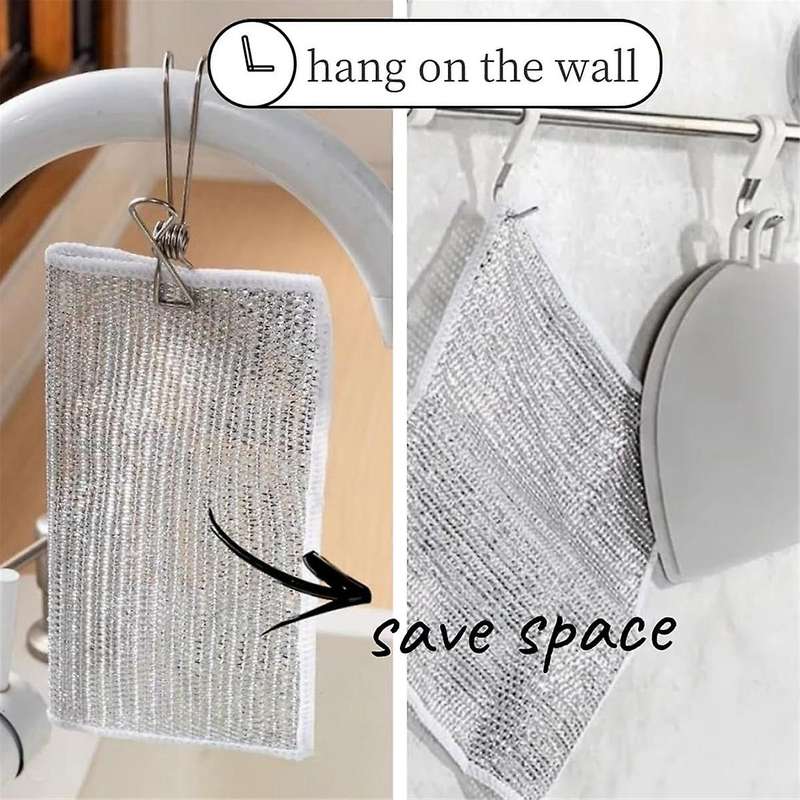 Multi-Purpose Wire Dishcloth, Scrubbing Wire Dishcloth, Wet and Dry Tableware Kitchen Cleaning Cloth