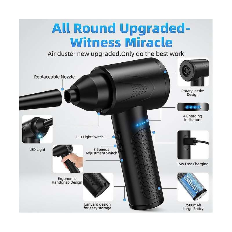 Multipurpose Electric Duster and Air Blower, Compressed Air Cleaner for Pc,replace Compressed Air Ca
