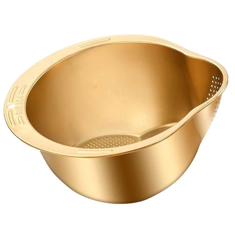 Multi-Use Basin Rice Washing Bowl Vegetable Washer Metal Colander Stainless Steel Vegetable Strainer