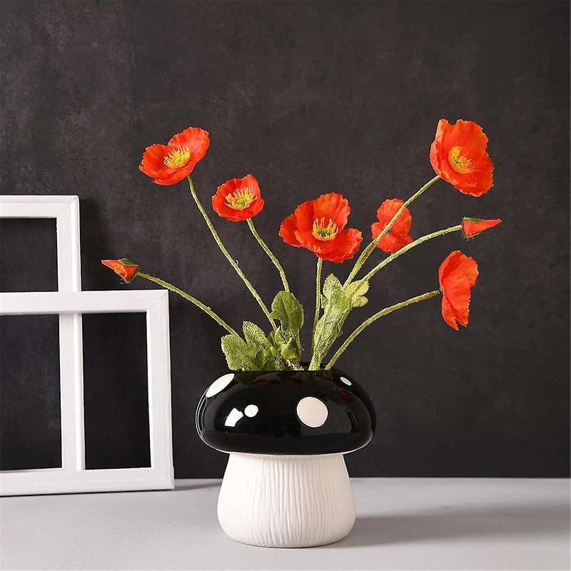 Mushroom Ceramic Vase for Decorative, Flower Vase for Home Decor, Nordic Vases, Minimalist Planter