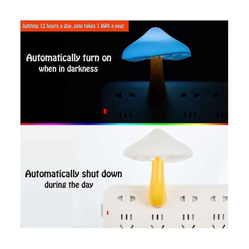Mushroom Night Light RGB LED Night Light Plug in Lamp 7Color Mini Cute Night Lights for Kids Bedroom