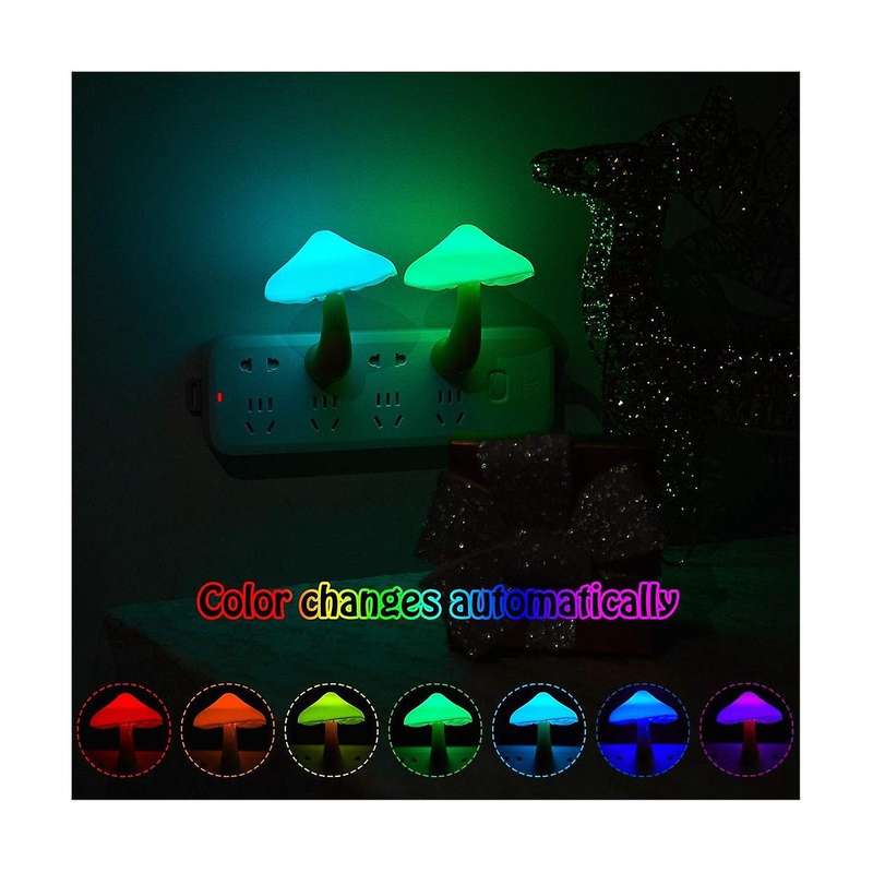 Mushroom Night Light RGB LED Night Light Plug in Lamp 7Color Mini Cute Night Lights for Kids Bedroom