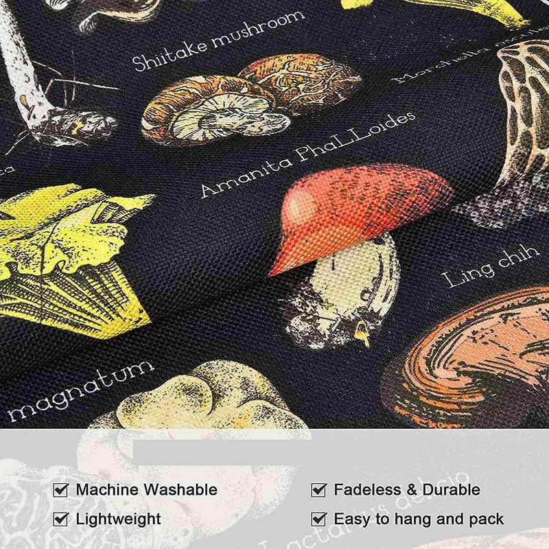 Mushroom Tapestry Black Background Tapestry Vertical Tapestry Chart Tapestry Wall Hanging for Room(1