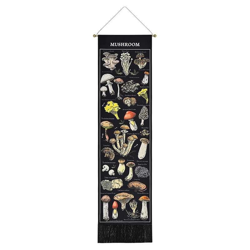 Mushroom Tapestry Black Background Tapestry Vertical Tapestry Chart Tapestry Wall Hanging for Room(1