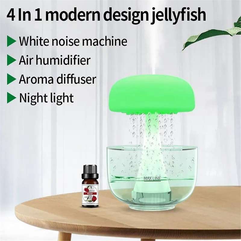 Mushroom Humidifier with Jelly Fish Light Lamp - Night Light, Rain Sounds, White Noise Diffuser - 24