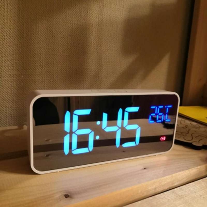 Music Alarm Clock LED Digital Clock 2 Alarms Voice Control Snooze Temperature Display