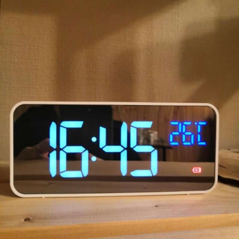Music Alarm Clock LED Digital Clock 2 Alarms Voice Control Snooze Temperature Display