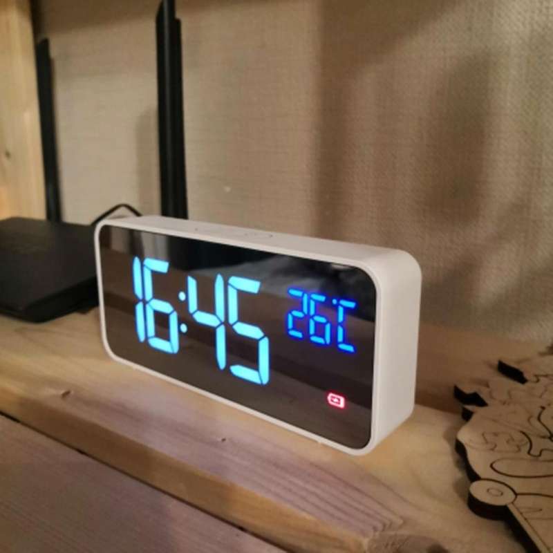 Music Alarm Clock LED Digital Clock 2 Alarms Voice Control Snooze Temperature Display