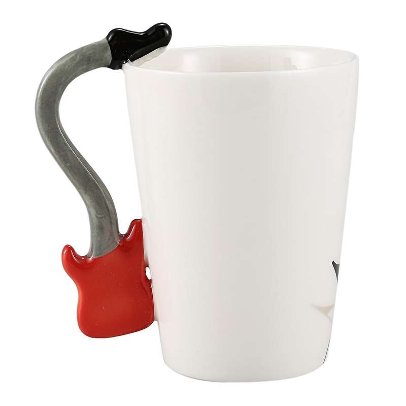 Music Style Guitar Ceramic Mug Coffee Tea Milk Stave Cups with Handle Coffee Mug Novelty Gifts Red
