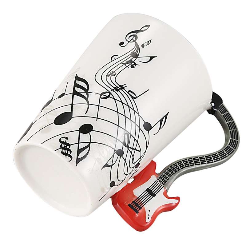 Music Style Guitar Ceramic Mug Coffee Tea Milk Stave Cups with Handle Coffee Mug Novelty Gifts Red