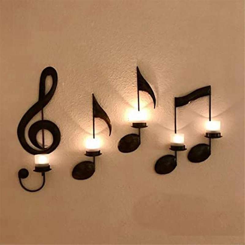 Music Note Wall Sconce Metal Wall Sconce Candle Holder Wall Mount Tea Light Candle Holders Musical S