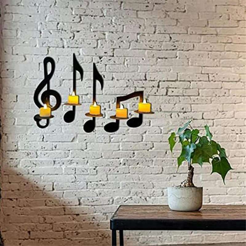 Music Note Wall Sconce Metal Wall Sconce Candle Holder Wall Mount Tea Light Candle Holders Musical S